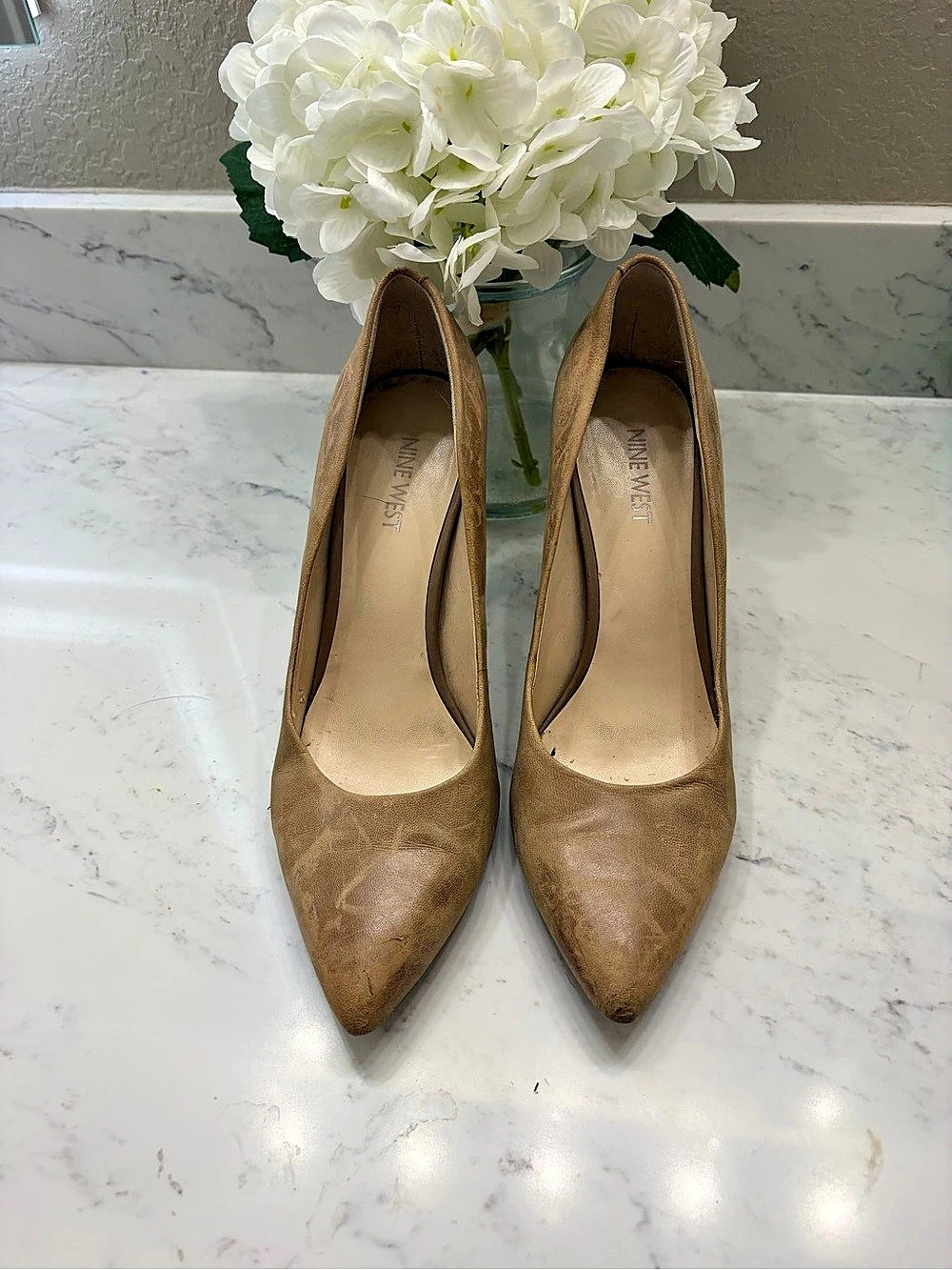 Nine West Pointed Toe Leather Pumps in Brown